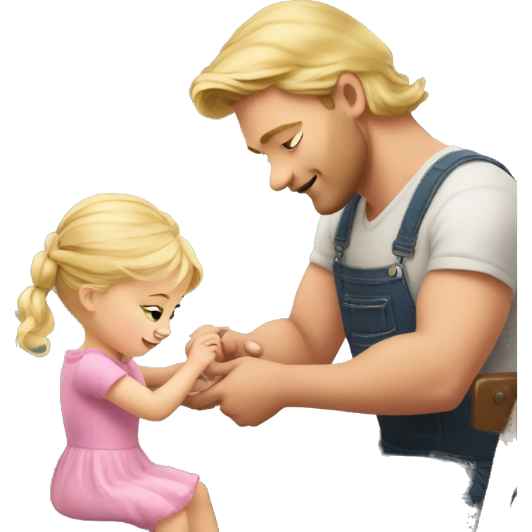 blonde babydaughter gives blonde dad a manicure emoji