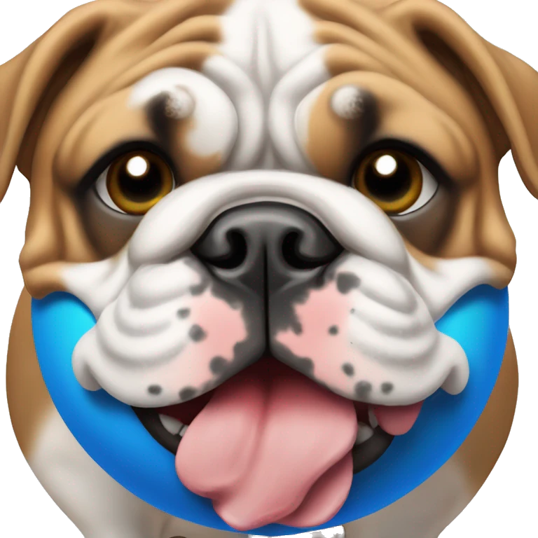 English bulldog with blue ball emoji