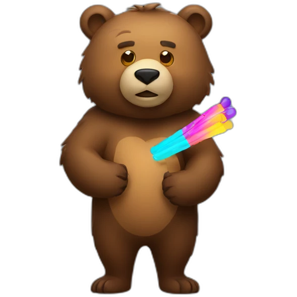 Grizzly holding 2 glow sticks emoji