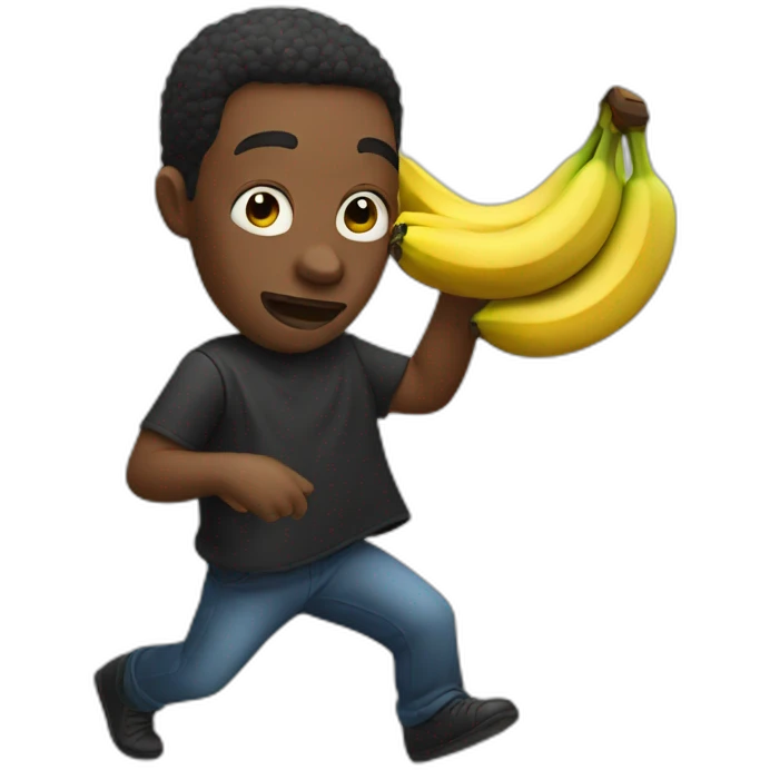 crazy black person stealing bananas emoji