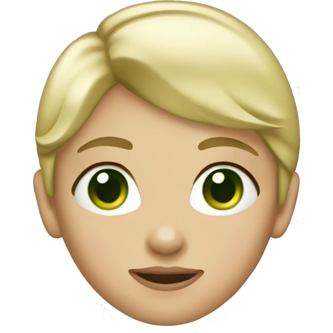 a girl with short blond hair and green eyes emoji