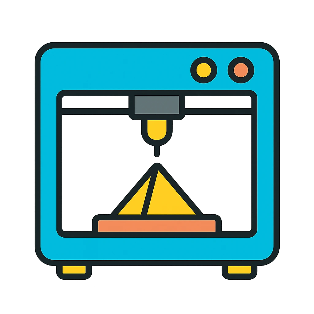 3d printer icon, color outline style emoji