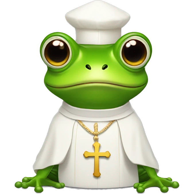 frog wearing airpods dressed as a priest emoji