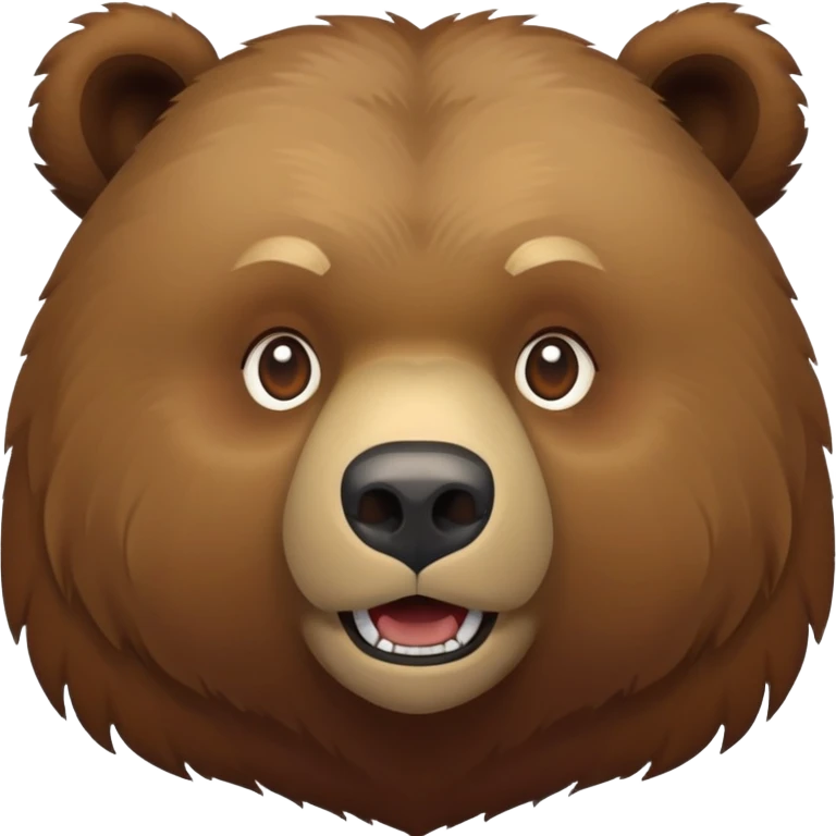 Russian grizzly bear, front view, brown fur, iOS emoji style emoji