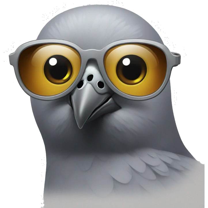 Un pigeon avec des lunettes cool emoji