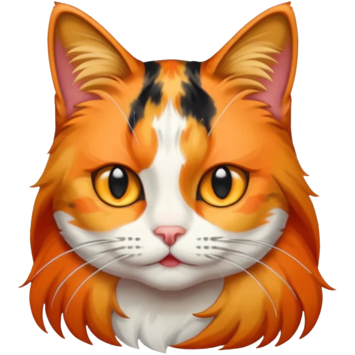 One eyed long hair calico cat emoji