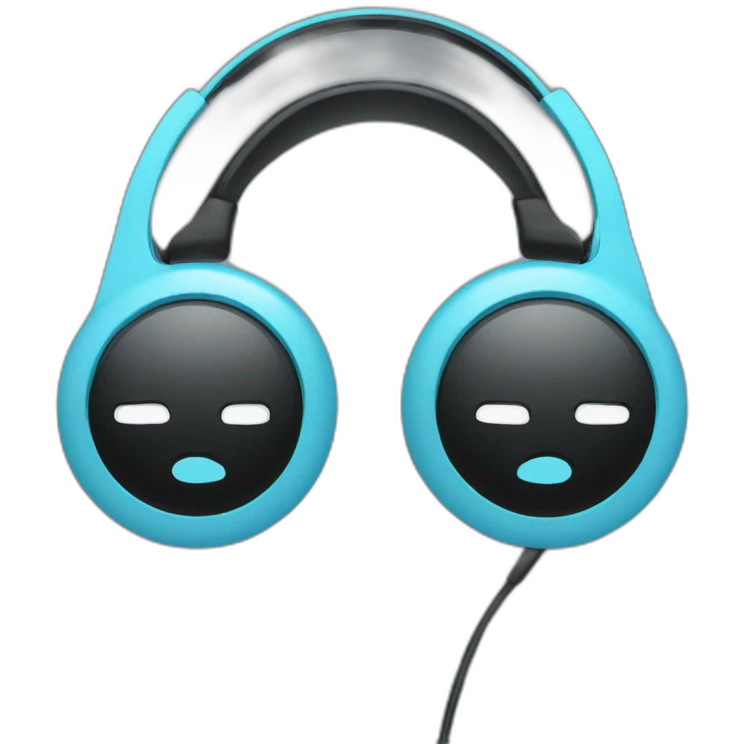 light blue and black headphones emoji