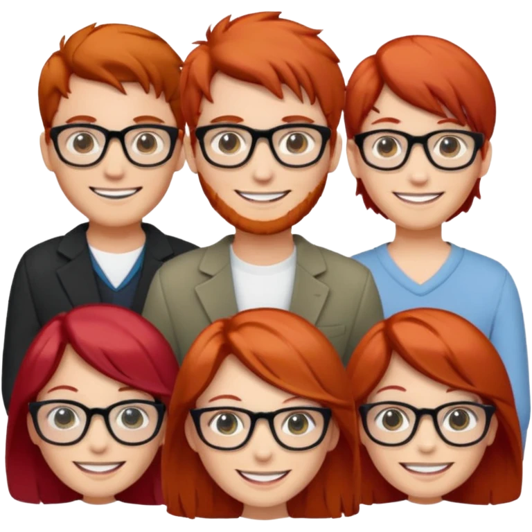 red-haired people wearing glasses emoji