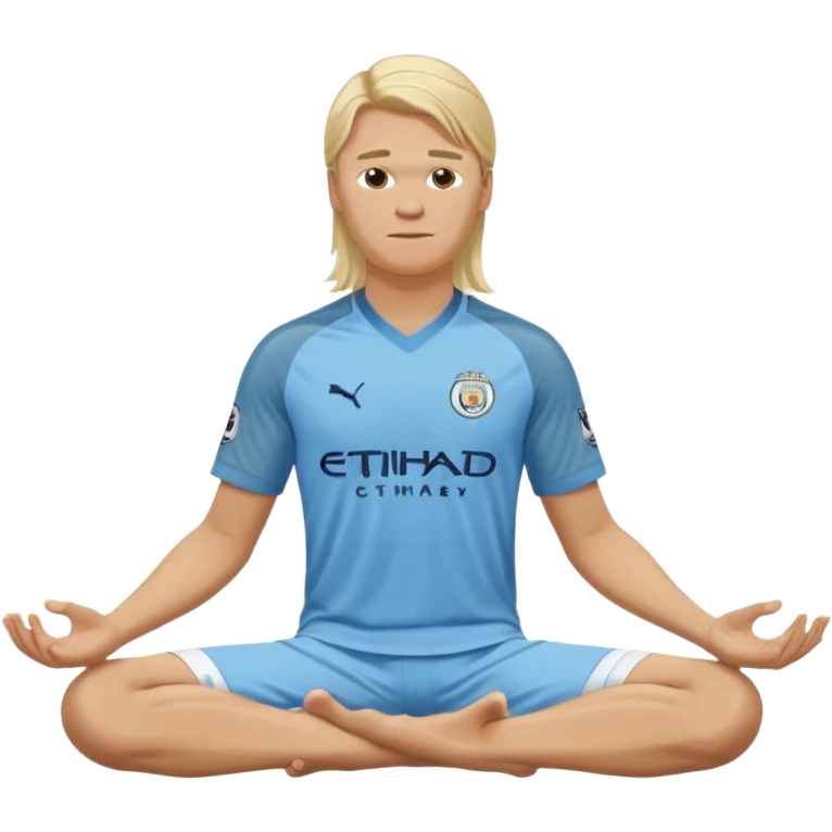 Erling Haaland long hair doing the lotus Manchester city  emoji