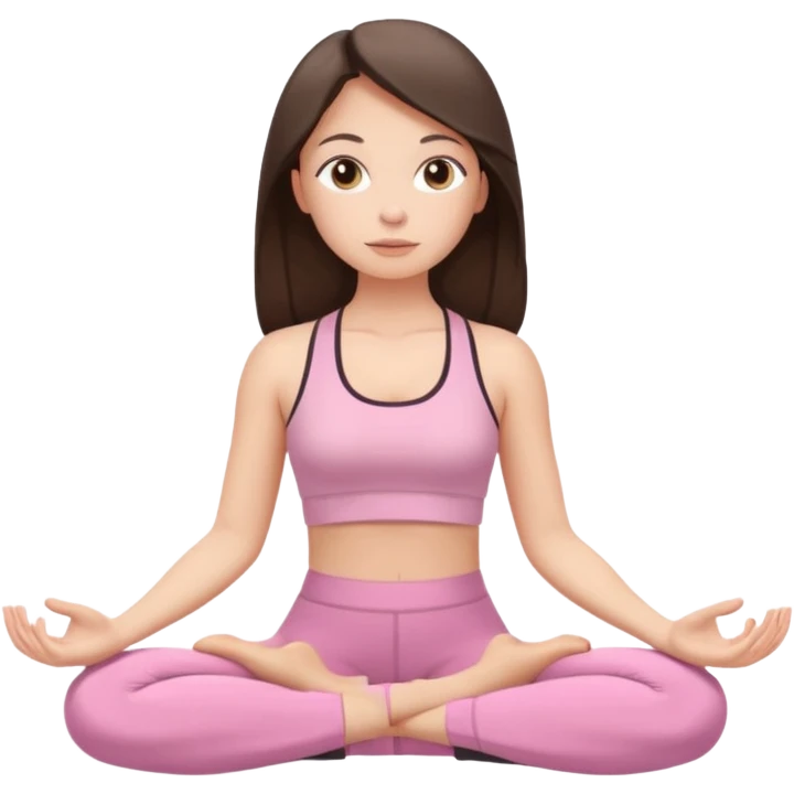 white brunette girl in light pink workout clothes meditating emoji