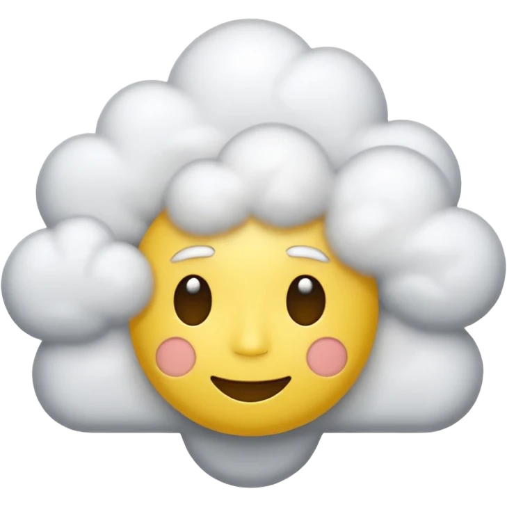 clouds spinning around the head of a yellow face emoji that looks spaced out emoji