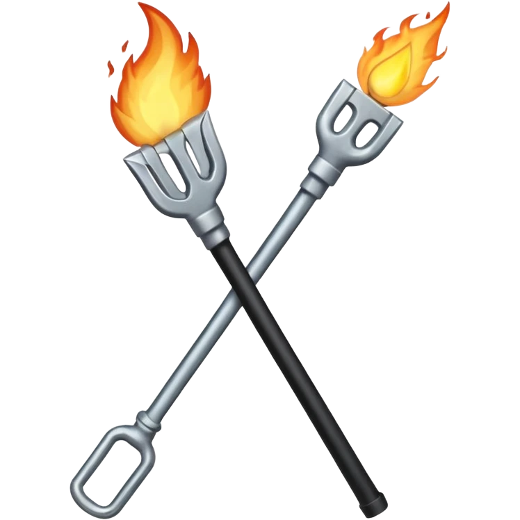 a three pronged pitchfork and a torch in an x formation emoji