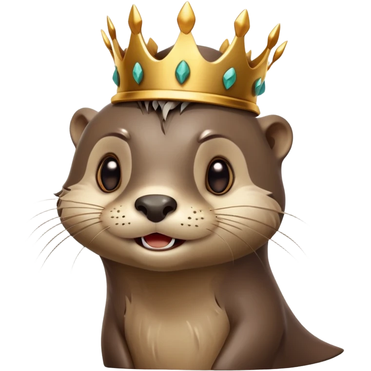 very anthropomorphic cartoon otter with highly expressive face in three-quarter profile view, exaggerated facial features, big expressive eyes, cartoony style, simple thorny stem wrapped horizontally around its forehead like Jesus Crown of thorns, very animated and emotive emoji