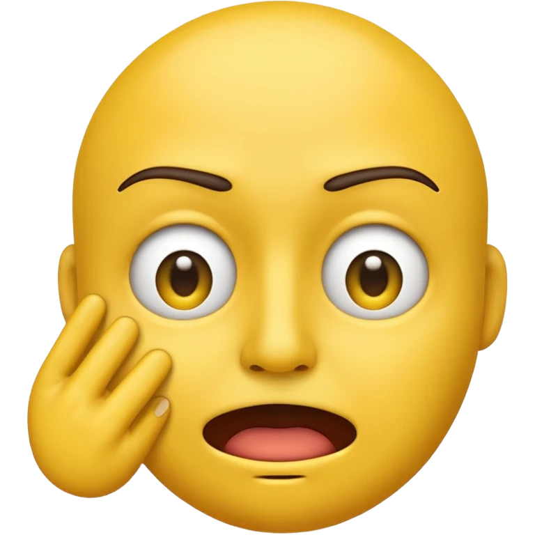 A straight face emoji with a slight look of disgust, a horizontal hand where the neck would be. All yellow. It should be a normal emoji with no body parts except the floating hand emoji