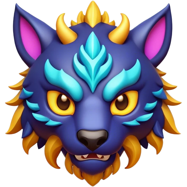 Clash of Clans aesthetic: Cinematic fierce Beast Emoji, rendered in a 3D vector-style similar to standard emojis with minimal shading and bold, simplified shapes. A compact, isometric mythical creature with wild, majestic features and fierce yet endearing eyes, softly glowing with a primal enchanted charm. Simplified yet unmistakably iconic, highly detailed and consistent, glowing with a soft radiant shine and high polish. Stylized with a touch of mythical wildness and a soft glowing outline, capturing the essence of a legendary beast with a friendly, playful allure! emoji