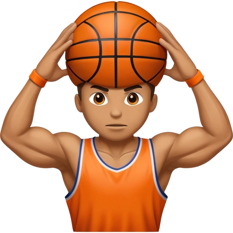 A basketball with muscles.  emoji