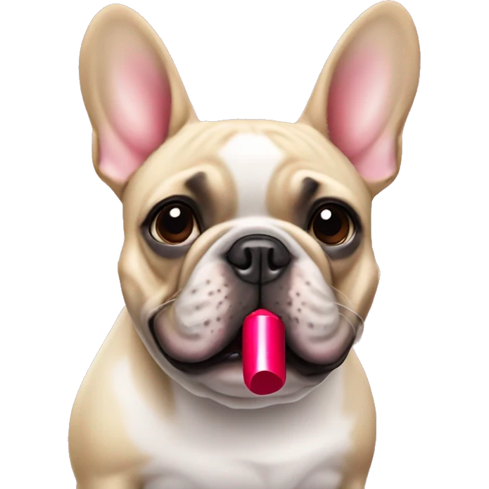 french bulldog with lipstick emoji