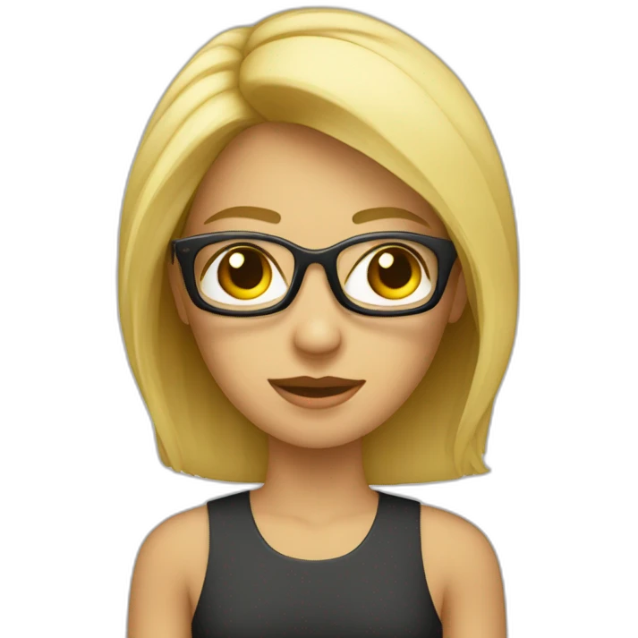 Mujer pelo muy corto rubia con gafas emoji