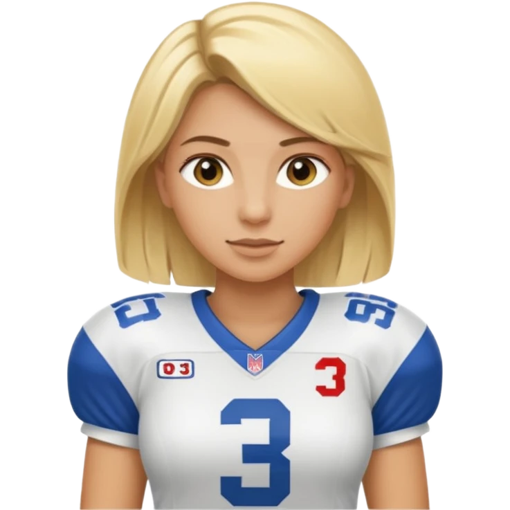 blonde female football player wearing number 33 emoji