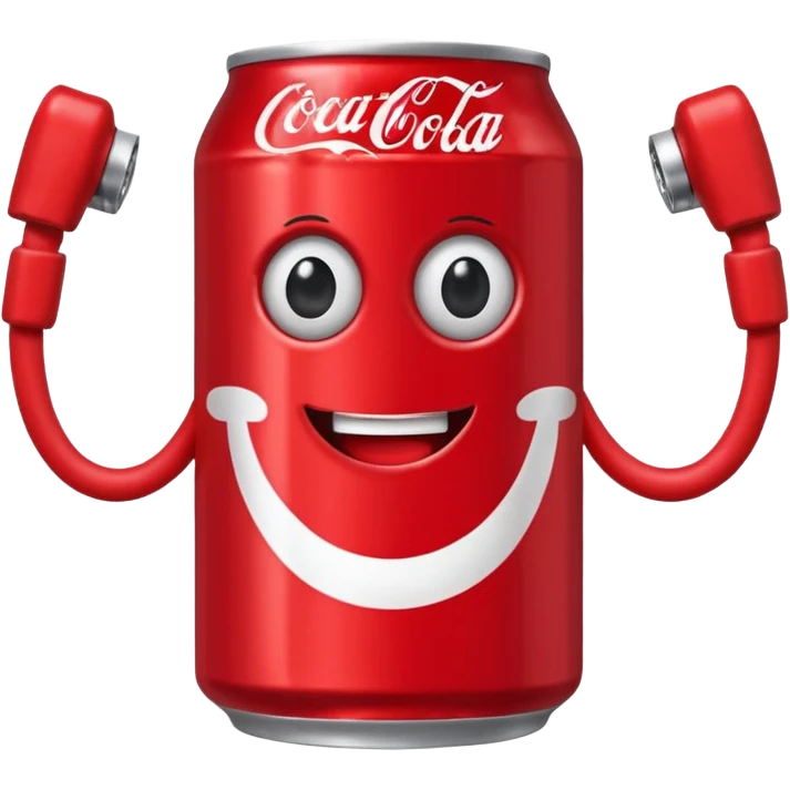 Coke can with legs arms and eyes emoji
