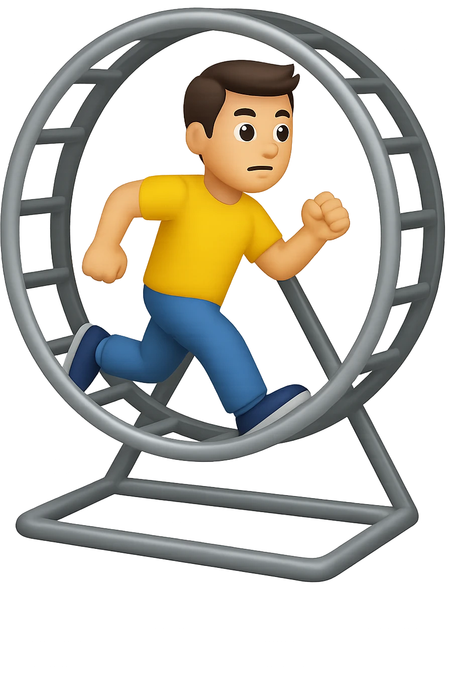 Uomo che corre dentro la ruota del criceto emoji style iphone  emoji