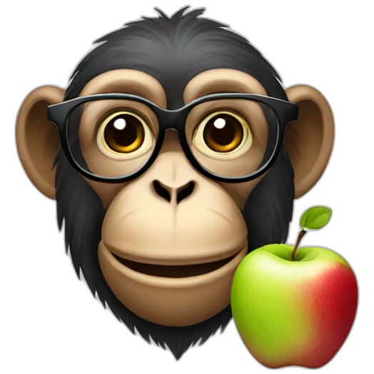 Monkey with glasses with apple emoji