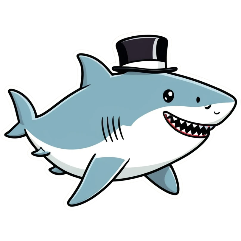 Shark with a top hat emoji