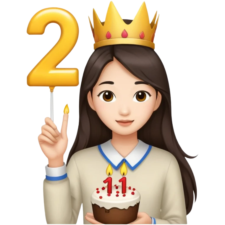 Asian girl long brunette hair 21st birthday  emoji