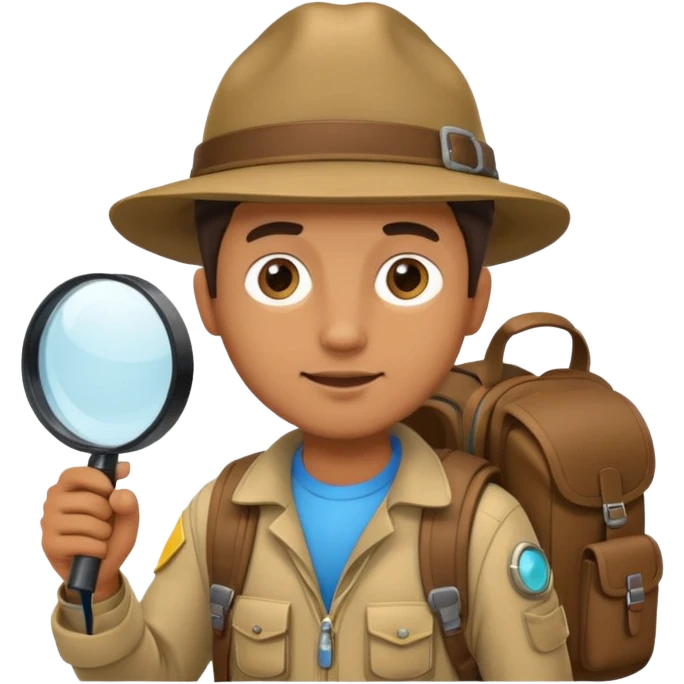 Explorer Man with backpack and magnifying glass emoji