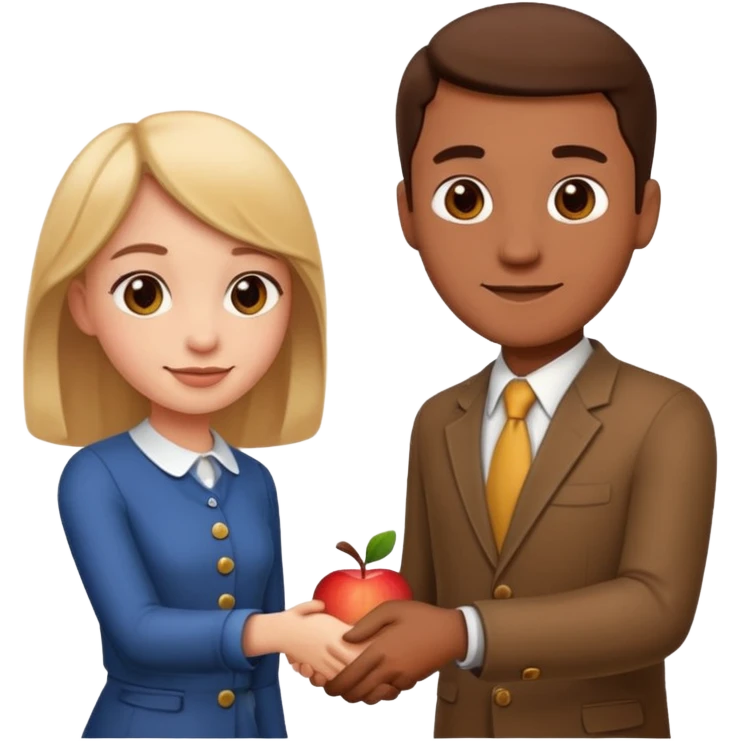 a man and a girl shaking hands, apple emoji style emoji