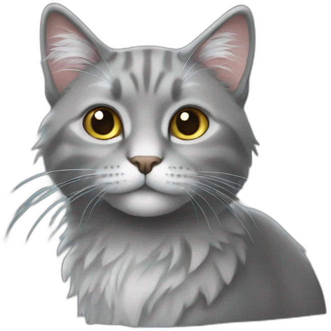 all grey cat long hair emoji