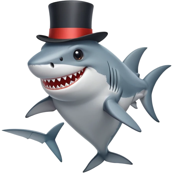 Shark with a top hat emoji