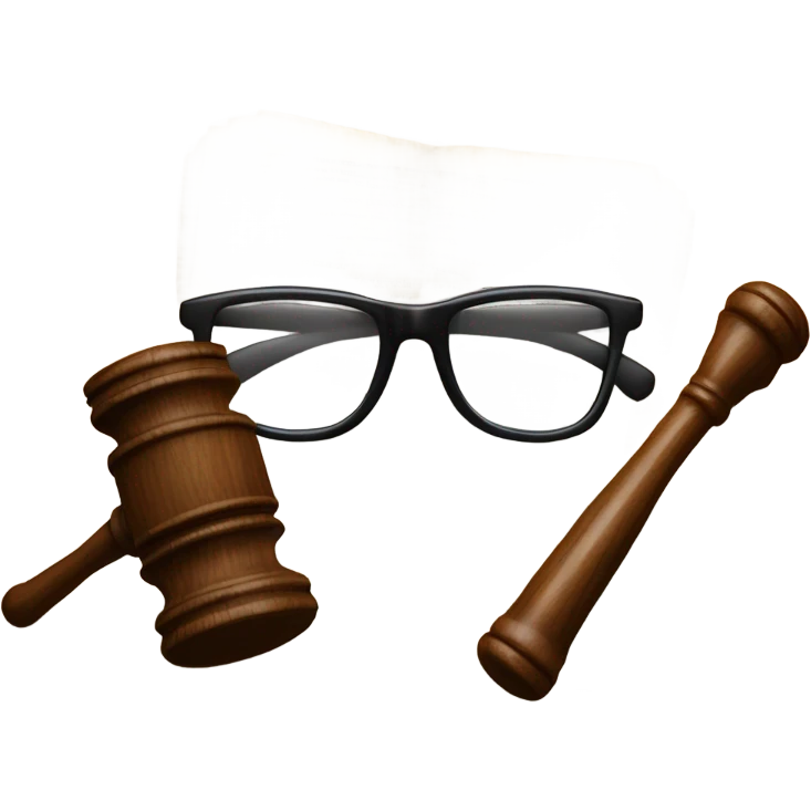 Reading glasses crossed with gavel emoji