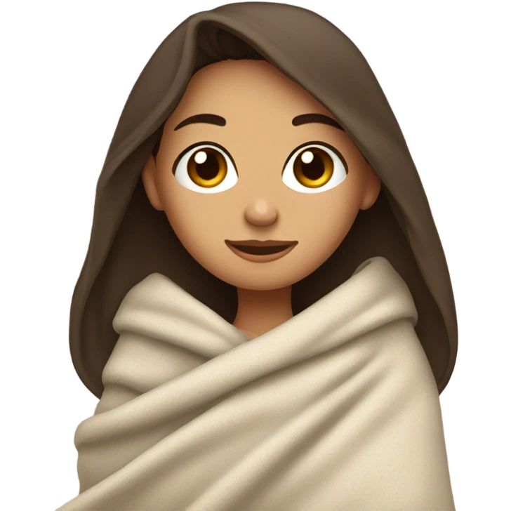 Brunette girl with a blanket emoji
