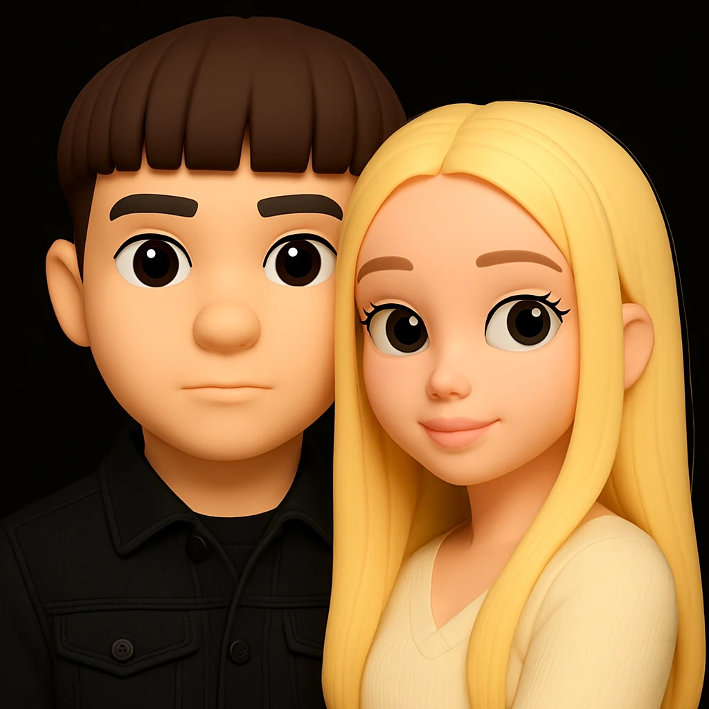 Combine both characters from the provided images into one single 3D emoji-style image, keeping the original 3D emoji style unchanged. Place them together harmoniously in a single emoji-style composition. emoji