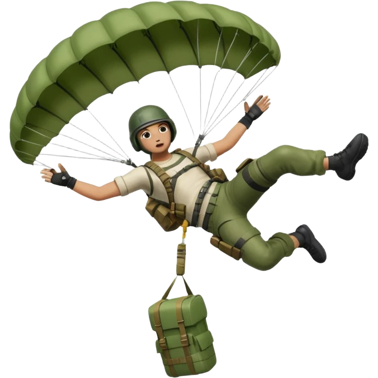PUBG character falling from the sky with green parachute deployed emoji