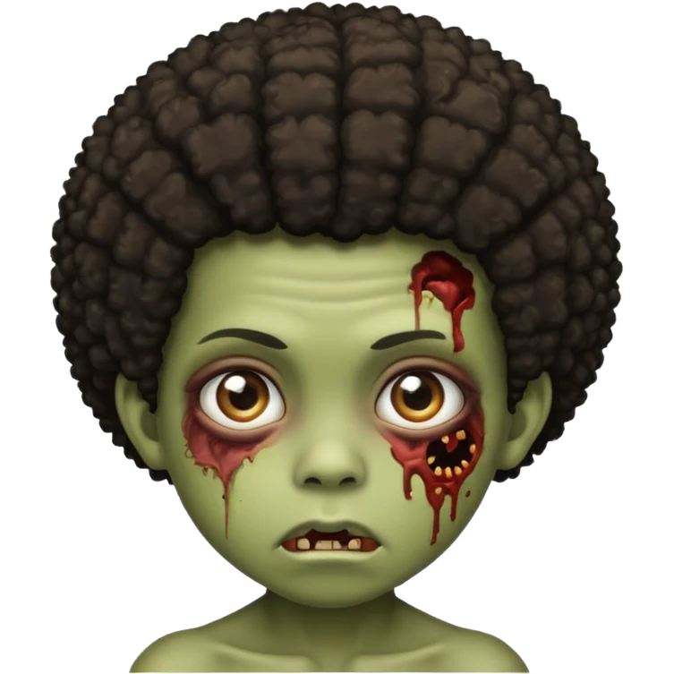 Child zombie with afro and cuts under eye emoji
