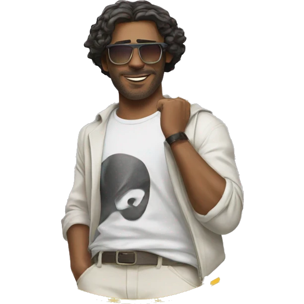 cool guy in white shirt emoji