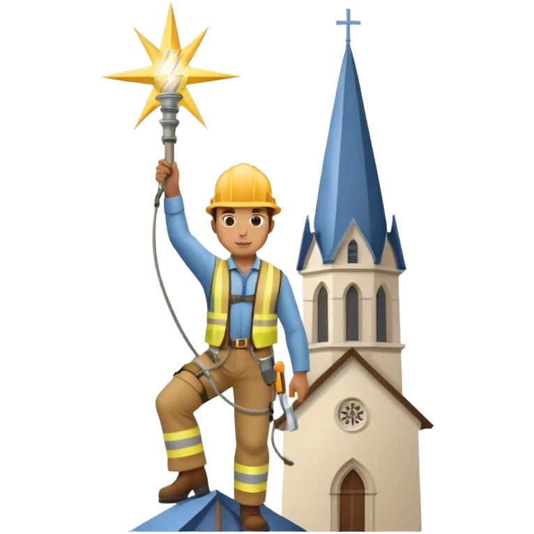 steeplejack man lightning conductor on a church spire emoji