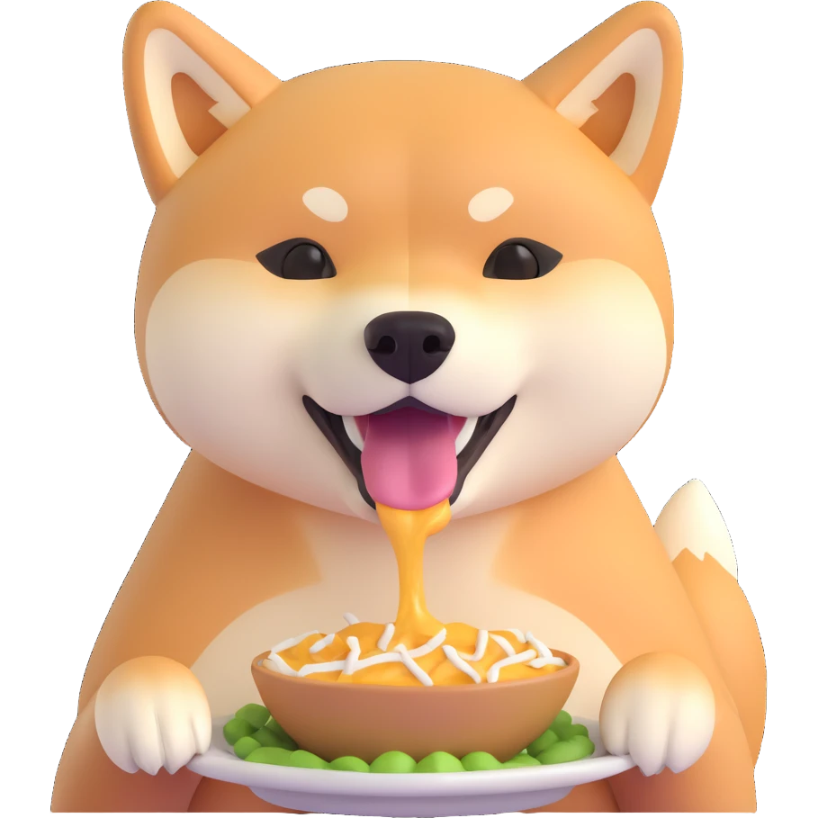 shiba inu, eating emoji