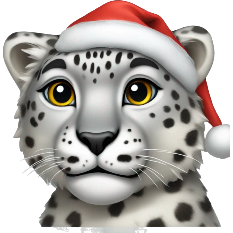 Snow leopard in Santa hat emoji