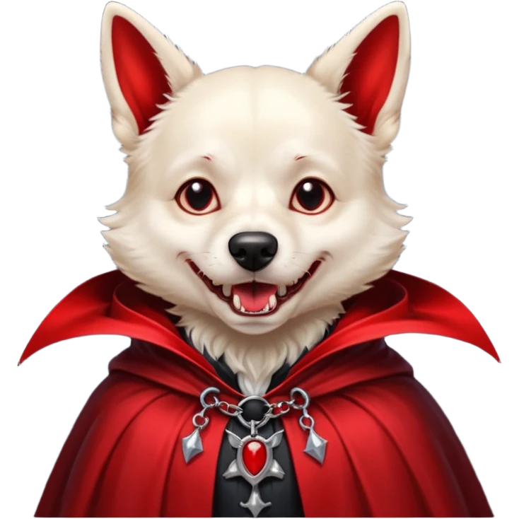     {
      "type": "object",
      "look": "dog in red collar cloak",
      "description": "a loyal vampire dog wearing a red collar cloak"
    } emoji