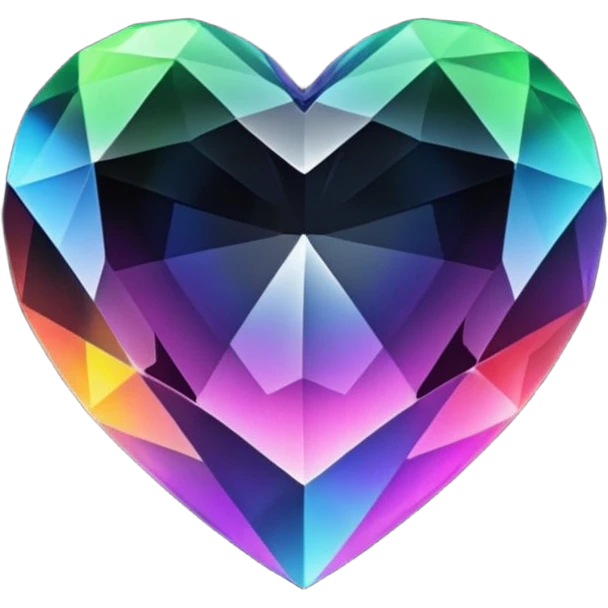 Black Crystal heart with colourful shades emoji