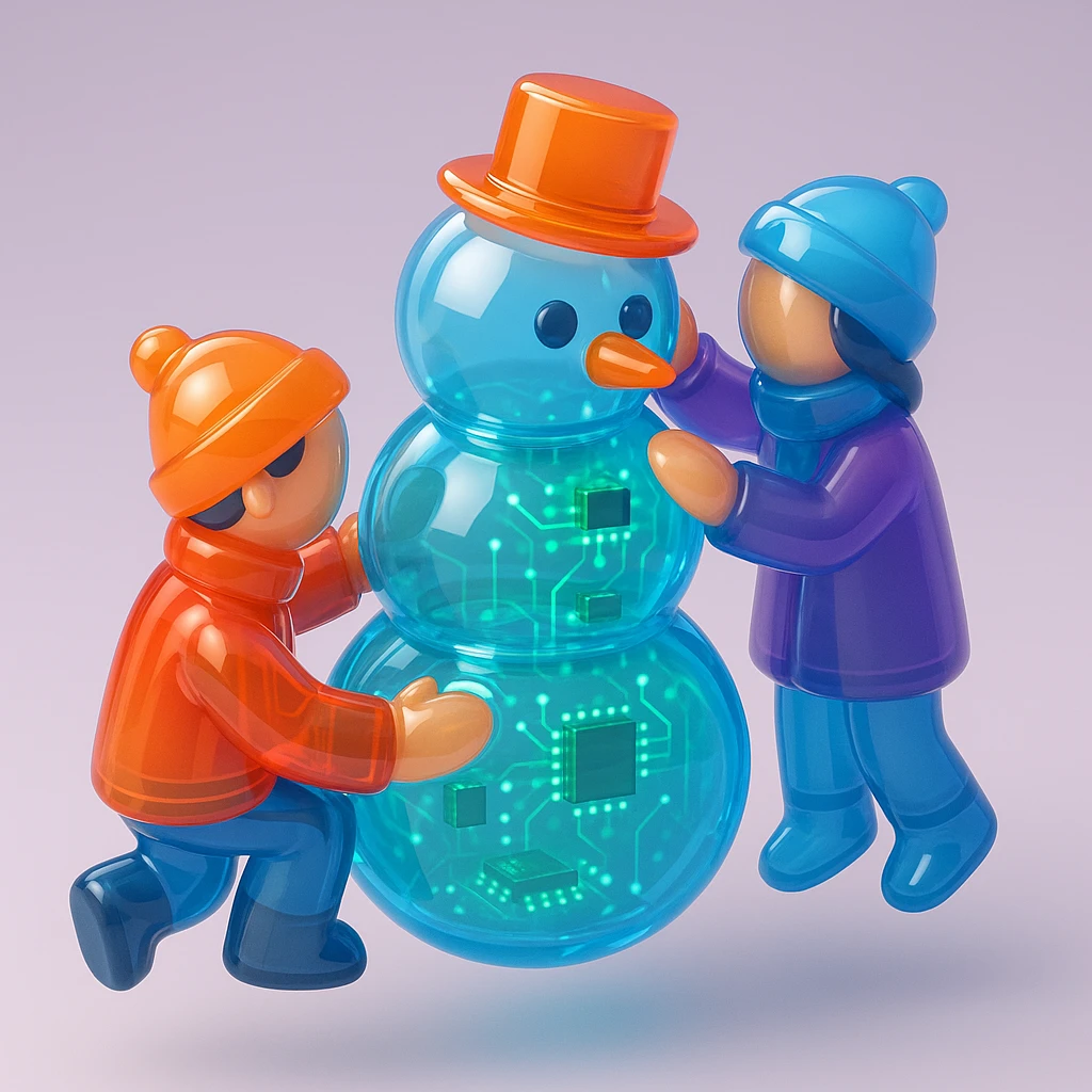 people making a snowman emoji