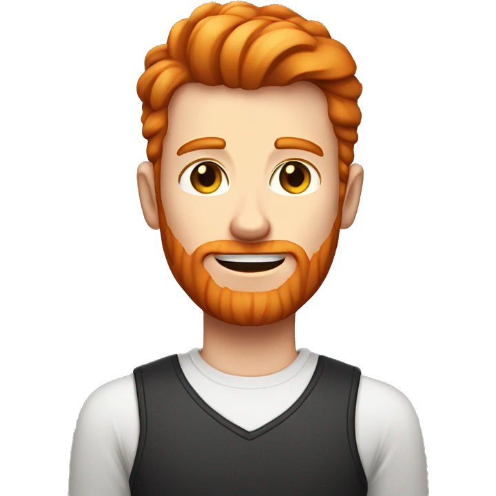 ginger guy with a sharp jawline and square face format, stubble beard, teenager emoji