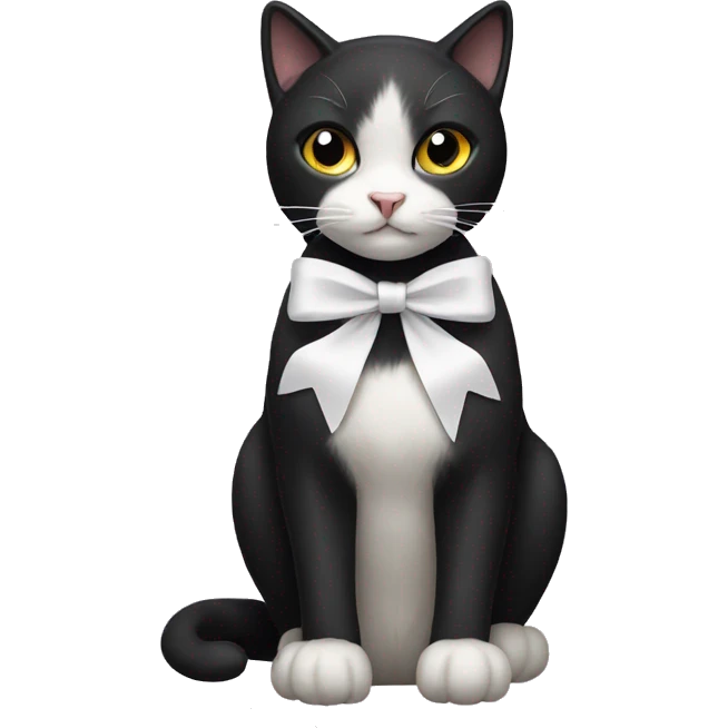 black cat with white bow emoji