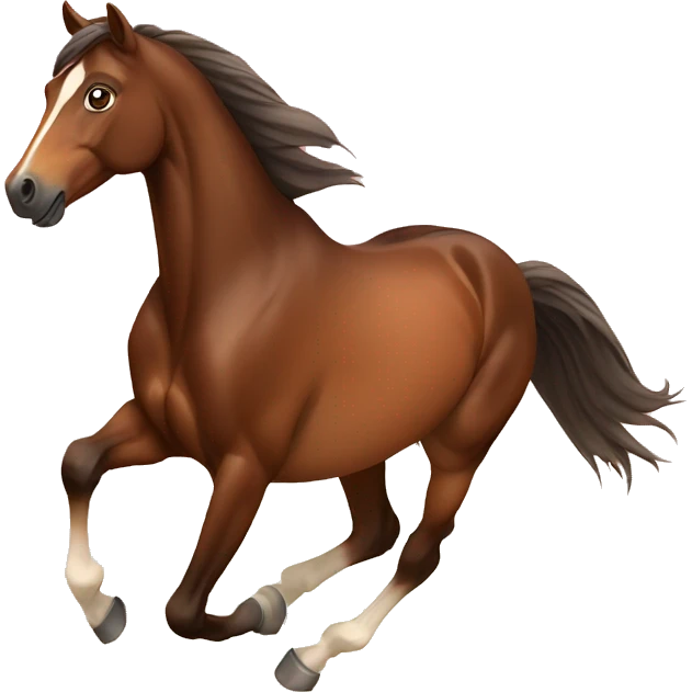 A pretty brown horse running in a sunset emoji