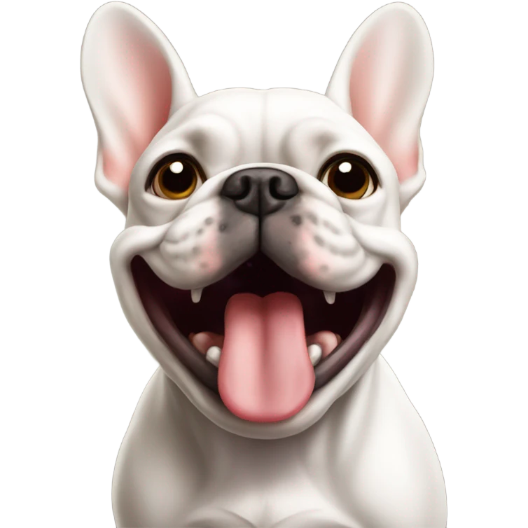 French bulldog barking at the to emoji