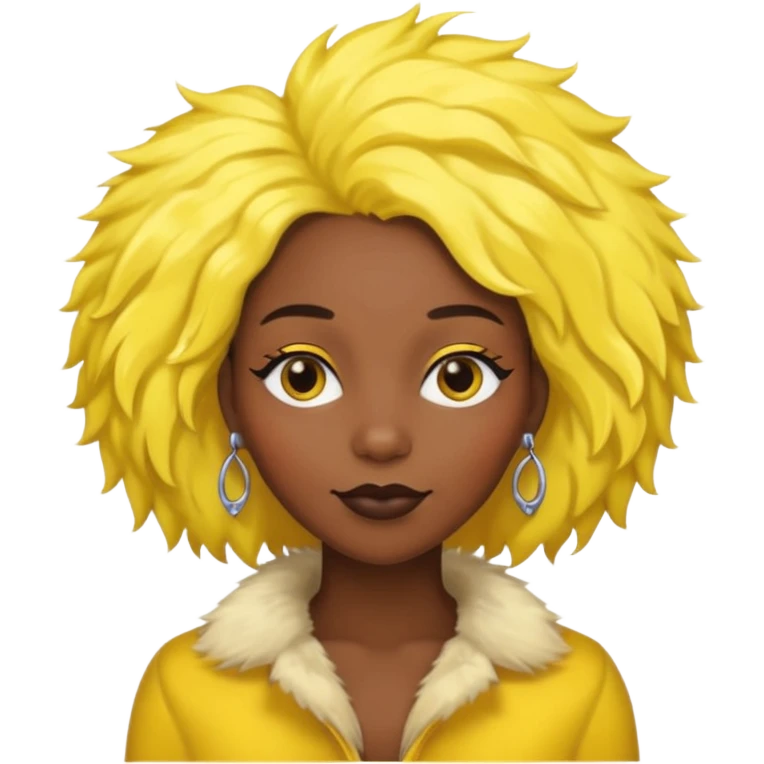 fashionist black woman with yellow fur hair clip emoji