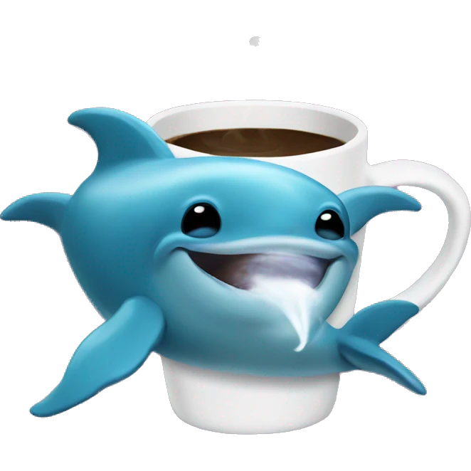 dolphin drinks coffee emoji